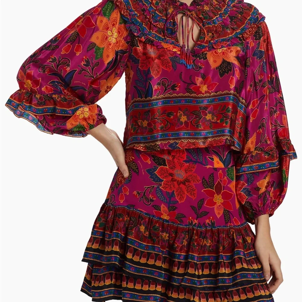 Farm Rio
Tropical Tapestry Ruffled Blouse - Picture 2 of 6